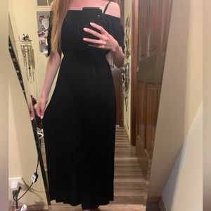 Small strapless cold shoulder maxi dress